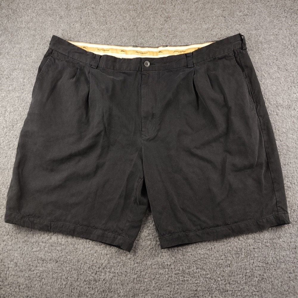 Tommy Bahama Shorts Silk Bamboo Mens 42 Pleated Charcoal Grey Resortwear EUC